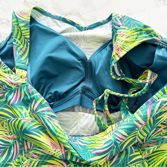 Lands' End V Neck Side Tie Underwire Tankini Swim Top Women's Plus Size 16 - Picture 7 of 9